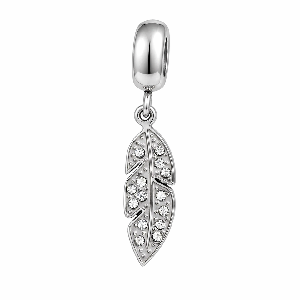 Berloque Folha com Strass