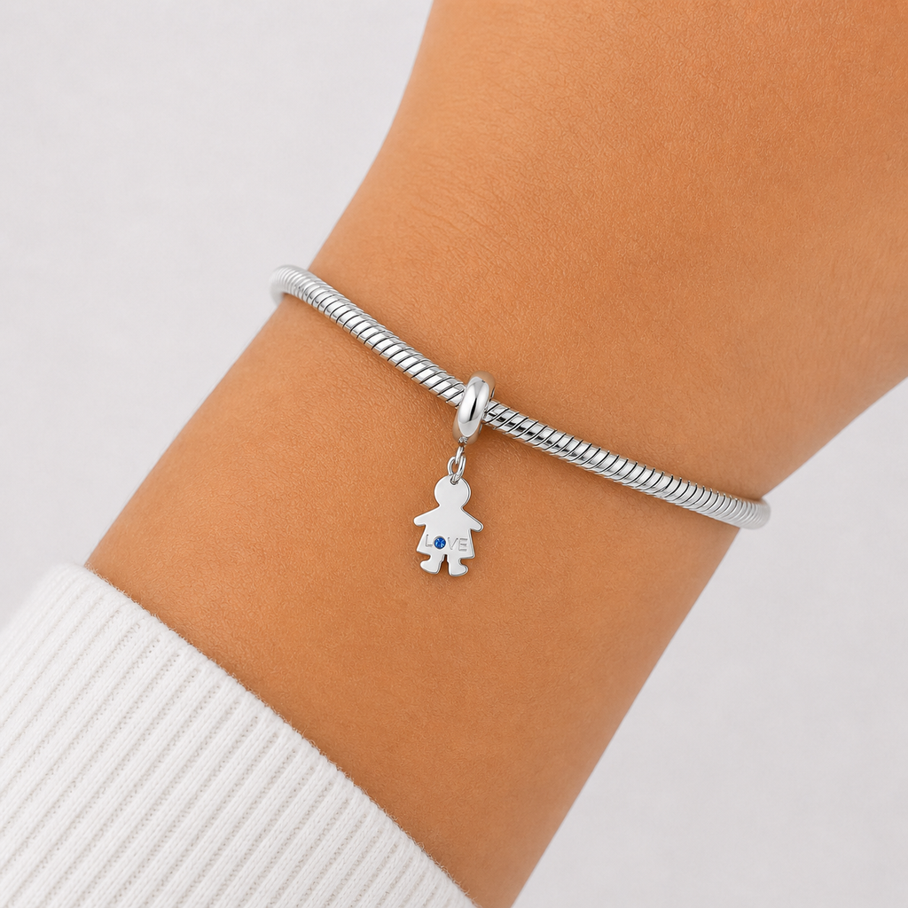Berloque Menino Love com Strass Azul