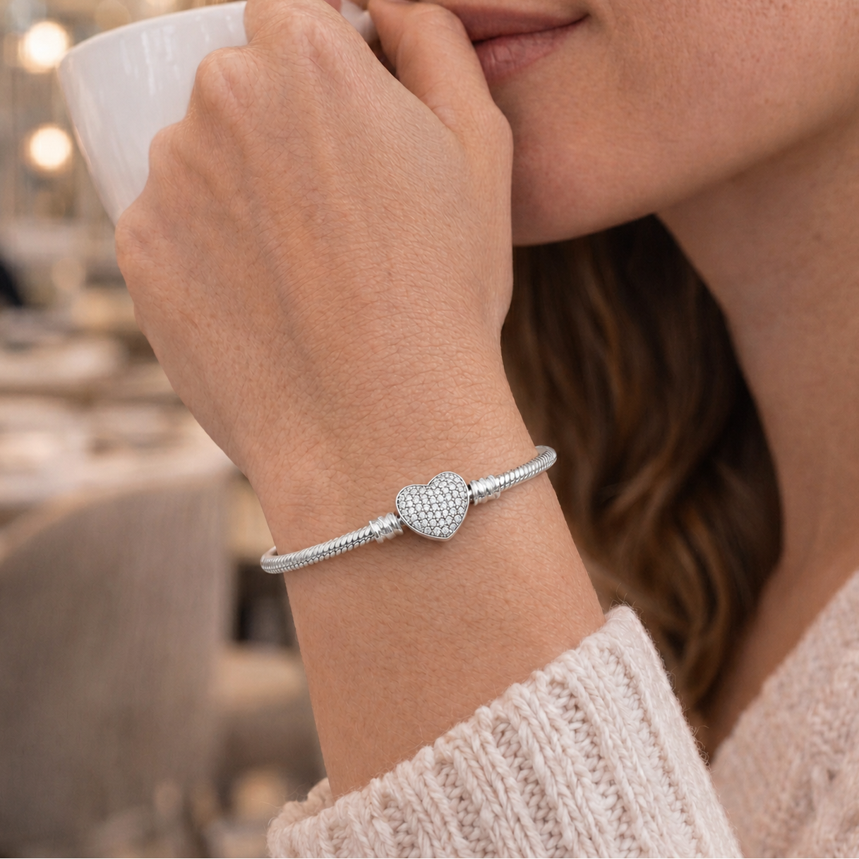 Pulseira Estilo Pandora Coração