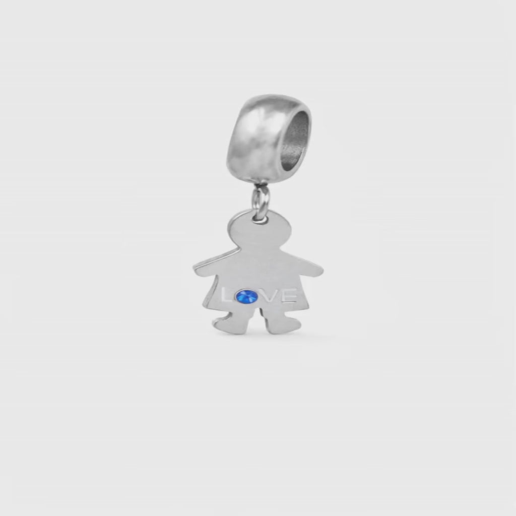Berloque Menino Love com Strass Azul