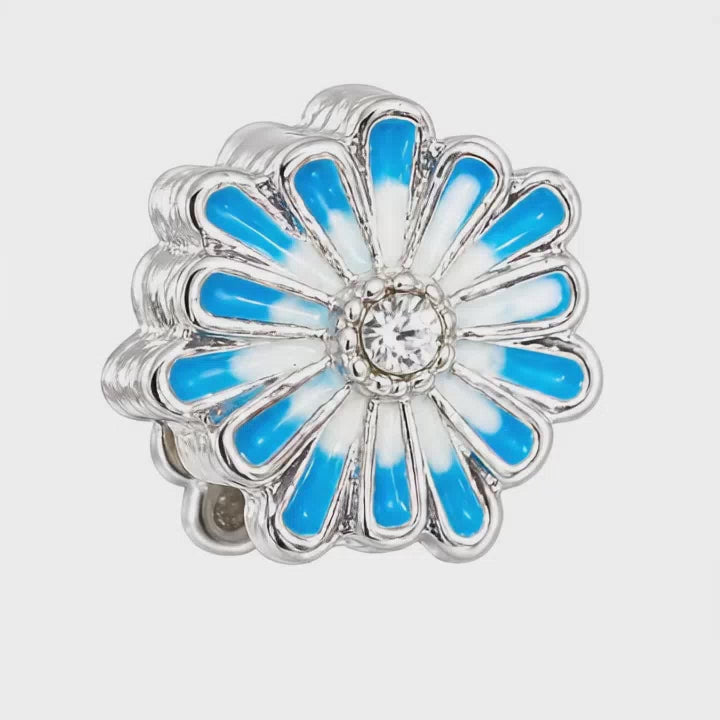 Berloque Separador Flor Branca e Azul