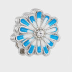 Berloque Separador Flor Branca e Azul